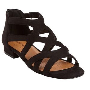 Comfort View Lana Sandal in black suede wide size